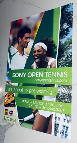 Serena Williams signed autographed Sony Open Miami poster from 2014. 14”x22”