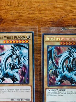 Two blue eyes white dragon Yu-Gi-Oh card(One shiny One not)