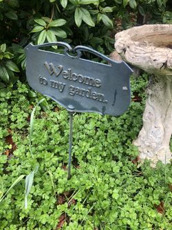Welcome To My Garden Sign — Metal