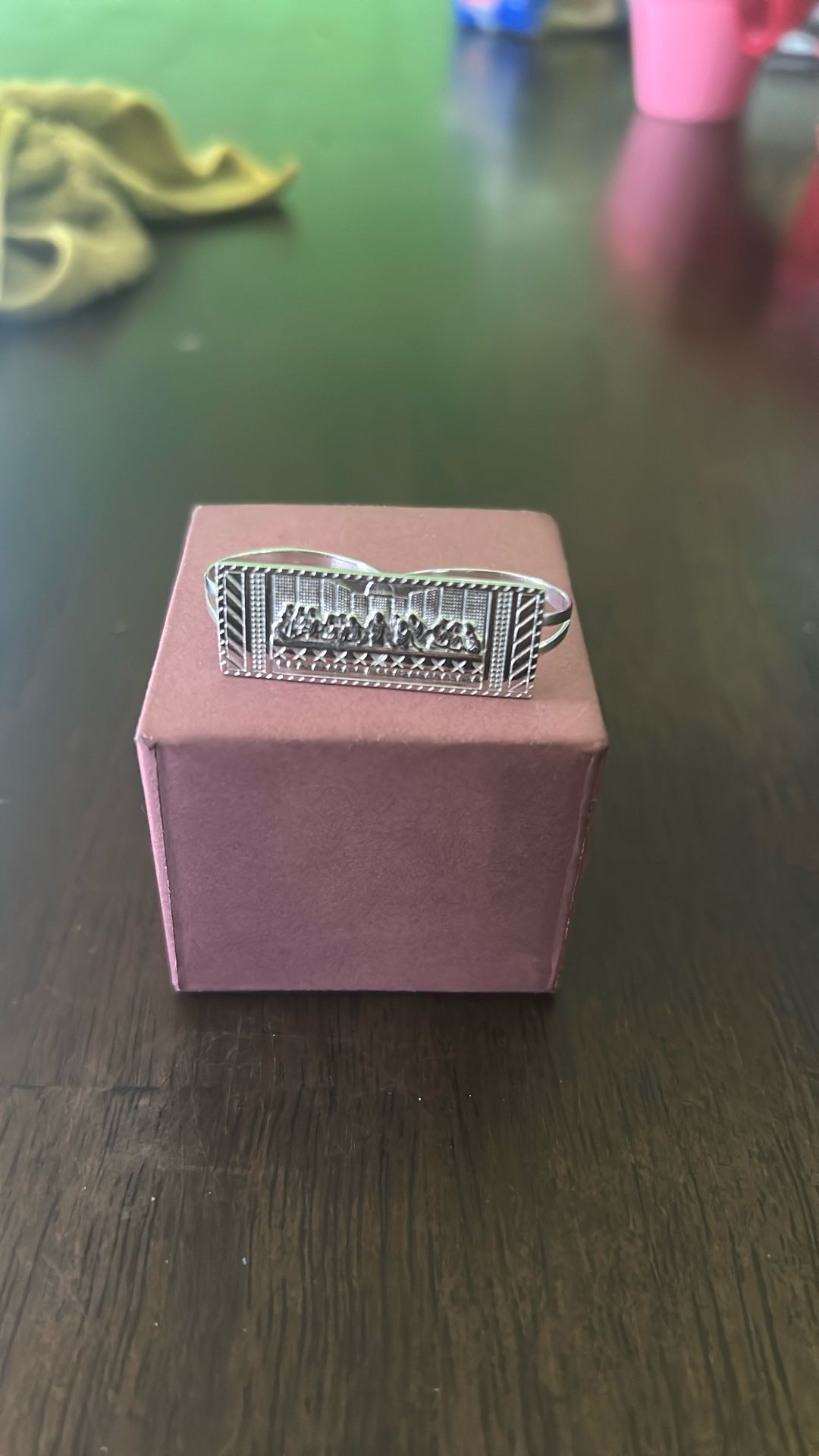 Two Finger Rectangular Last Supper Atlas Men’s Ring Solid 925 Sterling Silver