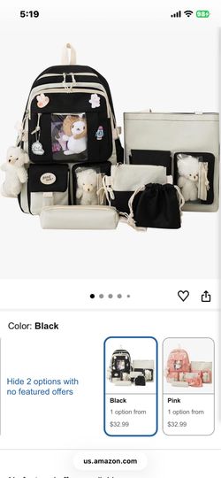 Kawaii backpack sets with bears and pins