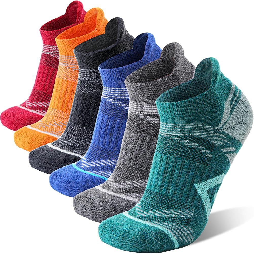ANTSANG 6 Pairs Merino Wool Ankle Socks – Hiking Running Cushion
