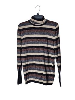 Worthington Sparkle Striped Turtleneck Women's XL Fitted Stretch