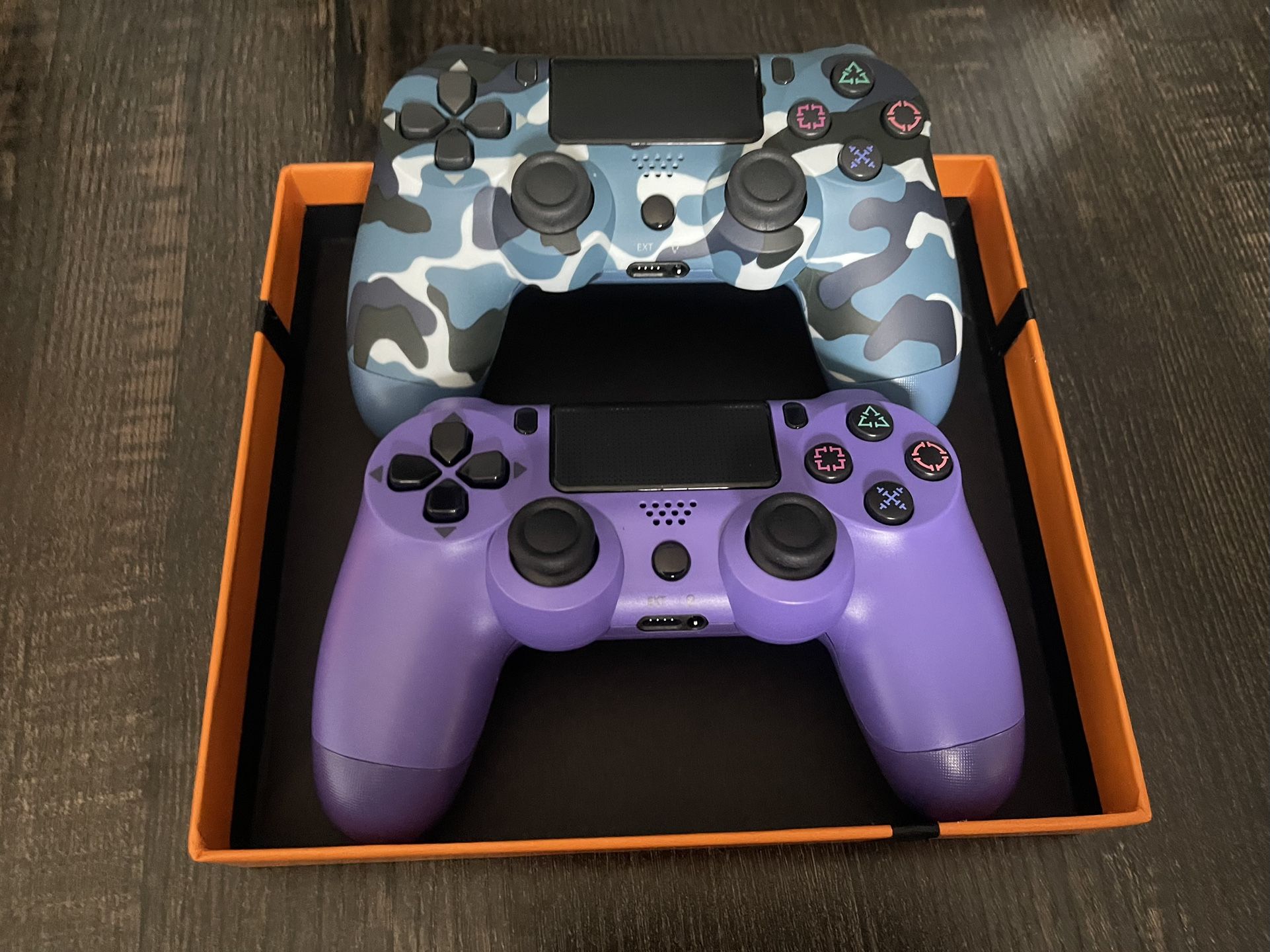 PS4 DualShock 4 Controllers - Blue Camo & Purple