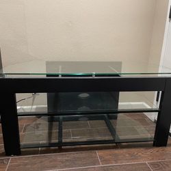 Glass And Black TV Media Stand
