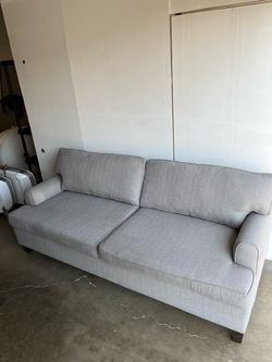 Large 87” Gray Fabric Sofa Couch – Modern 3 Seater – Made in USA
