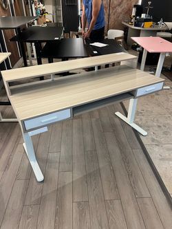63” White Standing Desk , Drawers ,