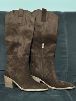 ounDen Brown Suede Western Boots — Cowboy Style — Women’s Size 8.5