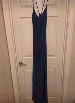 Glitter blue Knit Lace-Up Back Sheath Dress