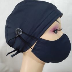 Navy Blue Surgical Scrub Caps Set With Sweatbands Doctors Surgical Cap Nurses Scrub Hats Medical Workers Scrub Caps Head Wraps