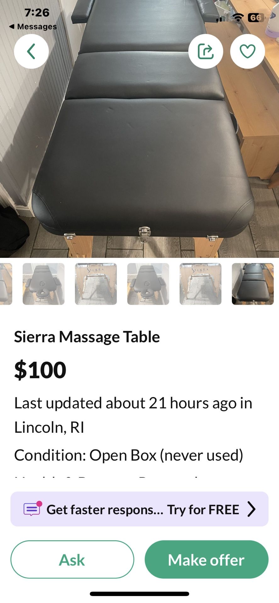 New Massage Table With Carrying Bag Included
