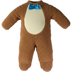 Rubies Noahs Ark Oatmeal Bear Infant Costume Teddy Jumpsuit Blue Bow Tie‎ 0-6M