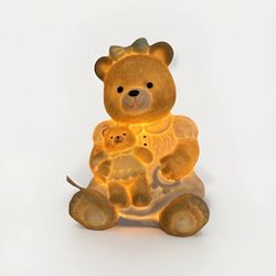Vintage Ceramic Teddy Bear Night Light Nursery Decor Works