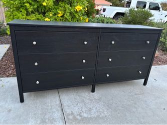 Black Modern 6 Drawer Dresser Chest of Drawers Furniture Good Condition
