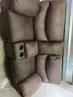 Brown Microfiber Recliner Sofa with Cup Holders & Recliner Chair