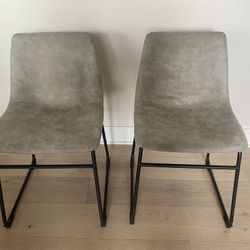 Gray Upholstered Side Chairs, Great Condition, Set Of Two