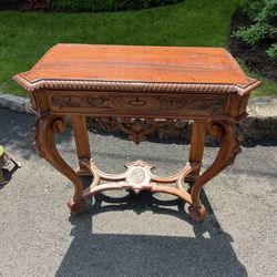 Solid wood carved entry table console table 