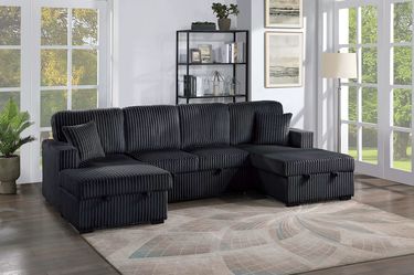 3-Piece Convertible Sectional Black Color