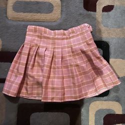 Pink Ruffled Plaid Skirt