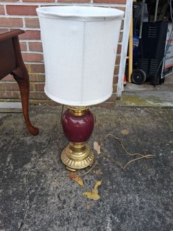 Vintage Table Lamp set of 2 with White Drum Shade