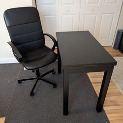 draw leaf table and desk chair