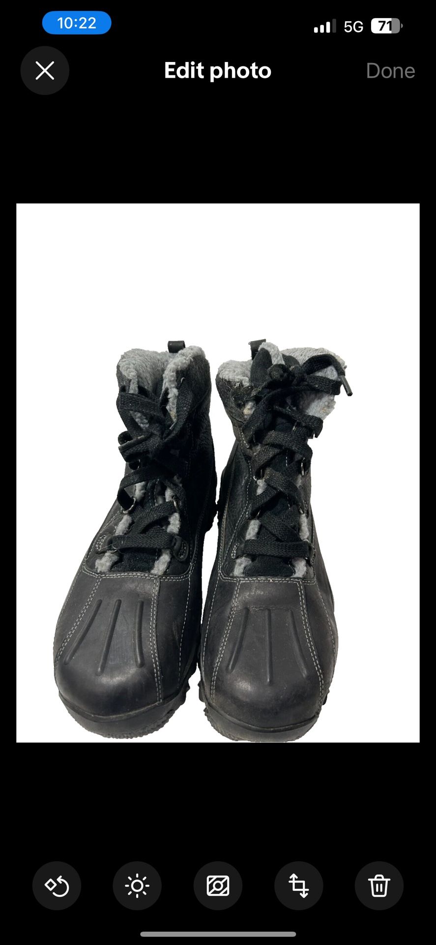 Timberland Waterproof gray Fur Lined Leather boots 10521 Black size 10