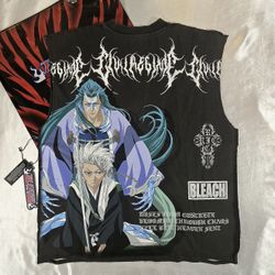 Civil Regime Bleach Anime Hyorinmaru & Toshiro Grunge Muscle Tee in Vintage Ash
