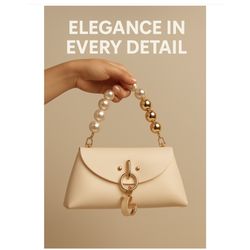 Elegant white handbag with pearl handle