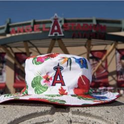 LA angels baseball tropical / hawaiian beach BUCKET fishermans hat - NEW