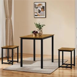 Industrial 3-Piece Space Saving Dining Table Set, for Kitchen, Dining Room