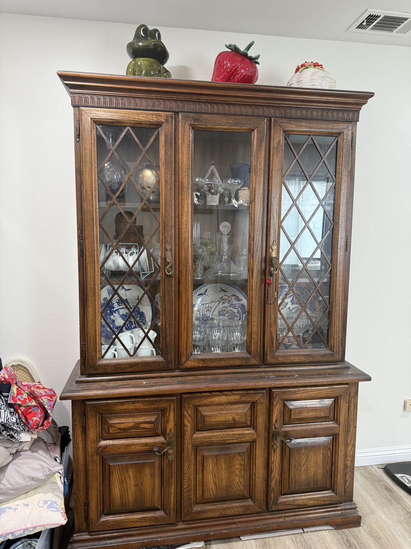 Vintage China Cabinet Good Condition Antique Real Wood Moving Sale