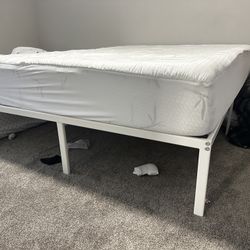 Queen Mattress with White Metal Bed Frame