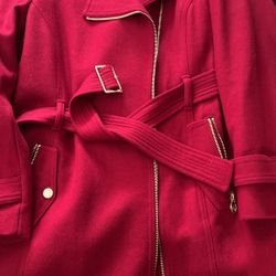 Michael Kors Belted Red Wool Coat