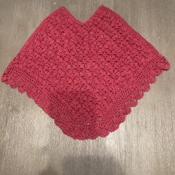 Handmade Girls Hot Pink Poncho Cape 10-12 Years