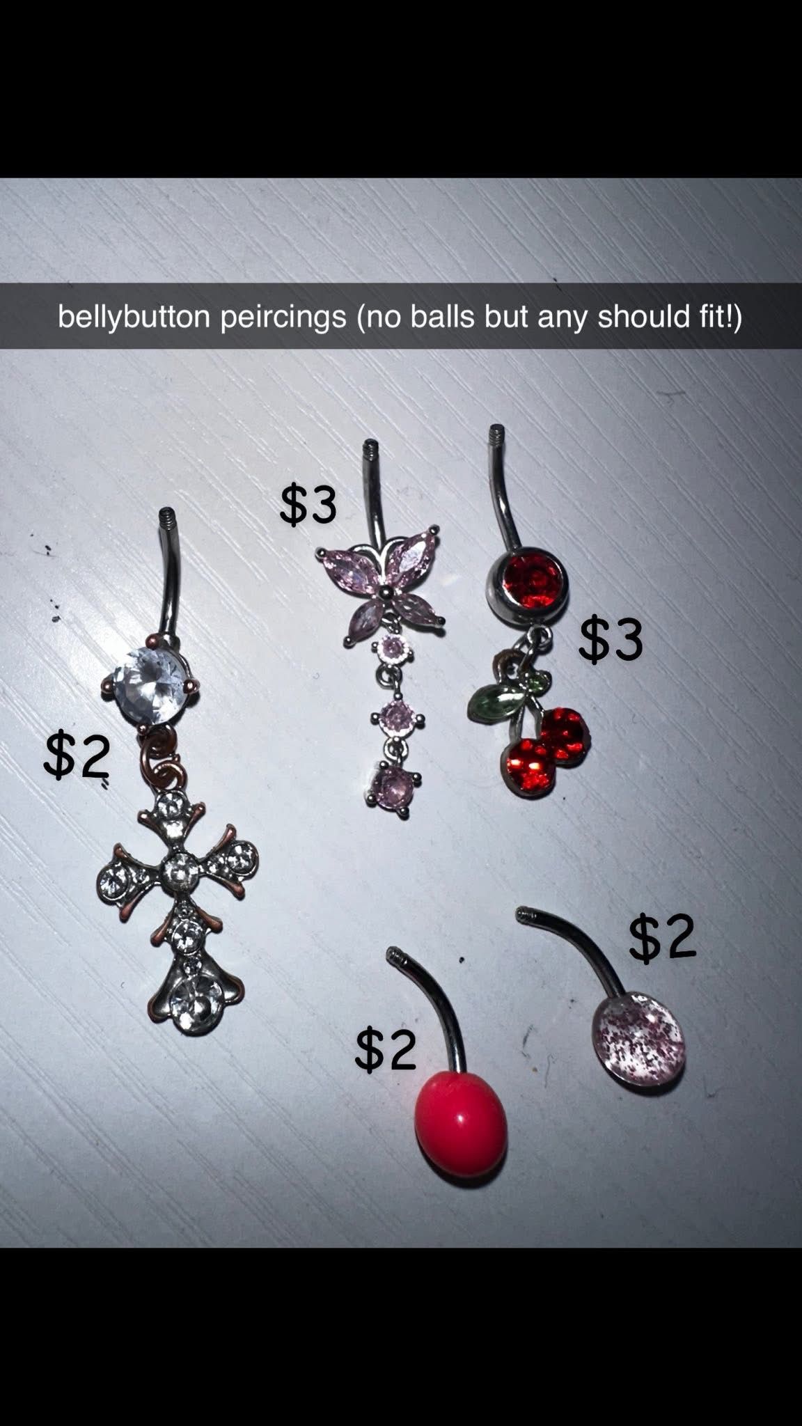 bellybutton piercings - $12 for all