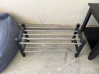 Modern Metal & Wood Shoe Rack / Entryway Organizer