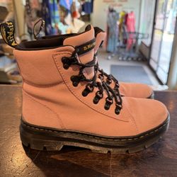 Dr. Martens Suede Combat Boots Combs, Chalk Pink - Women’s Size 7
