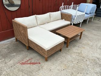 Outdoor Wicker Sectional Sofa Set with Coffee Table