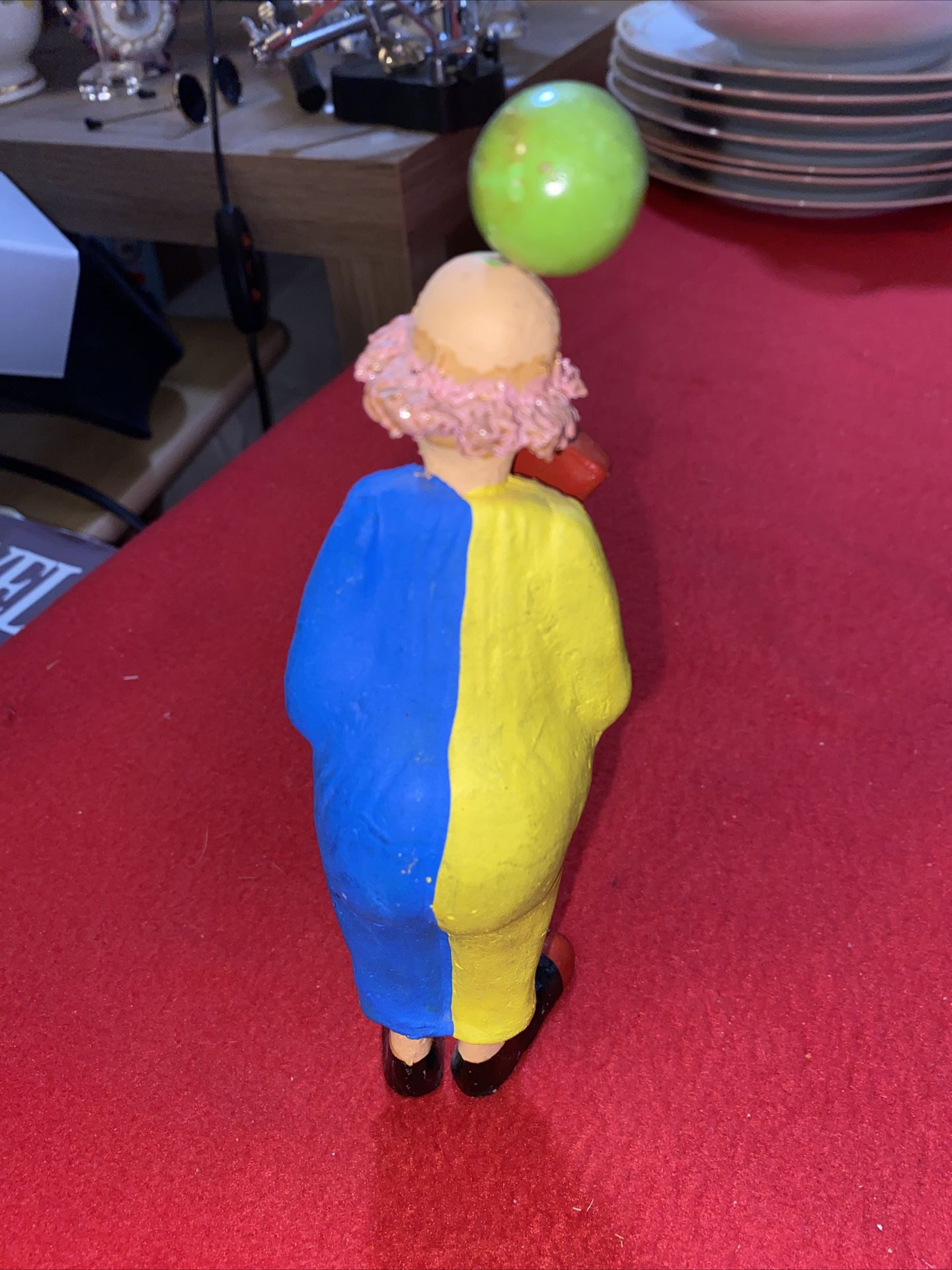 Clown ~ 7" Ceramic Colorful Balancing A Ball On His Head