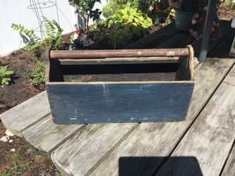 Vintage Wooden Toolbox/ Carpenters Caddy Primitive 