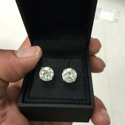 Brand New Moissanite Earrings – 8mm (2 carat total weight each). 