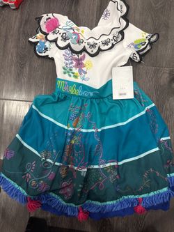 $30-NEW MIRABEL DRESS AND WIG WITH GLASSES SIZE 4T