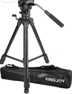 Kingjoy Video Tripod with Fluid Head and Carry Bag