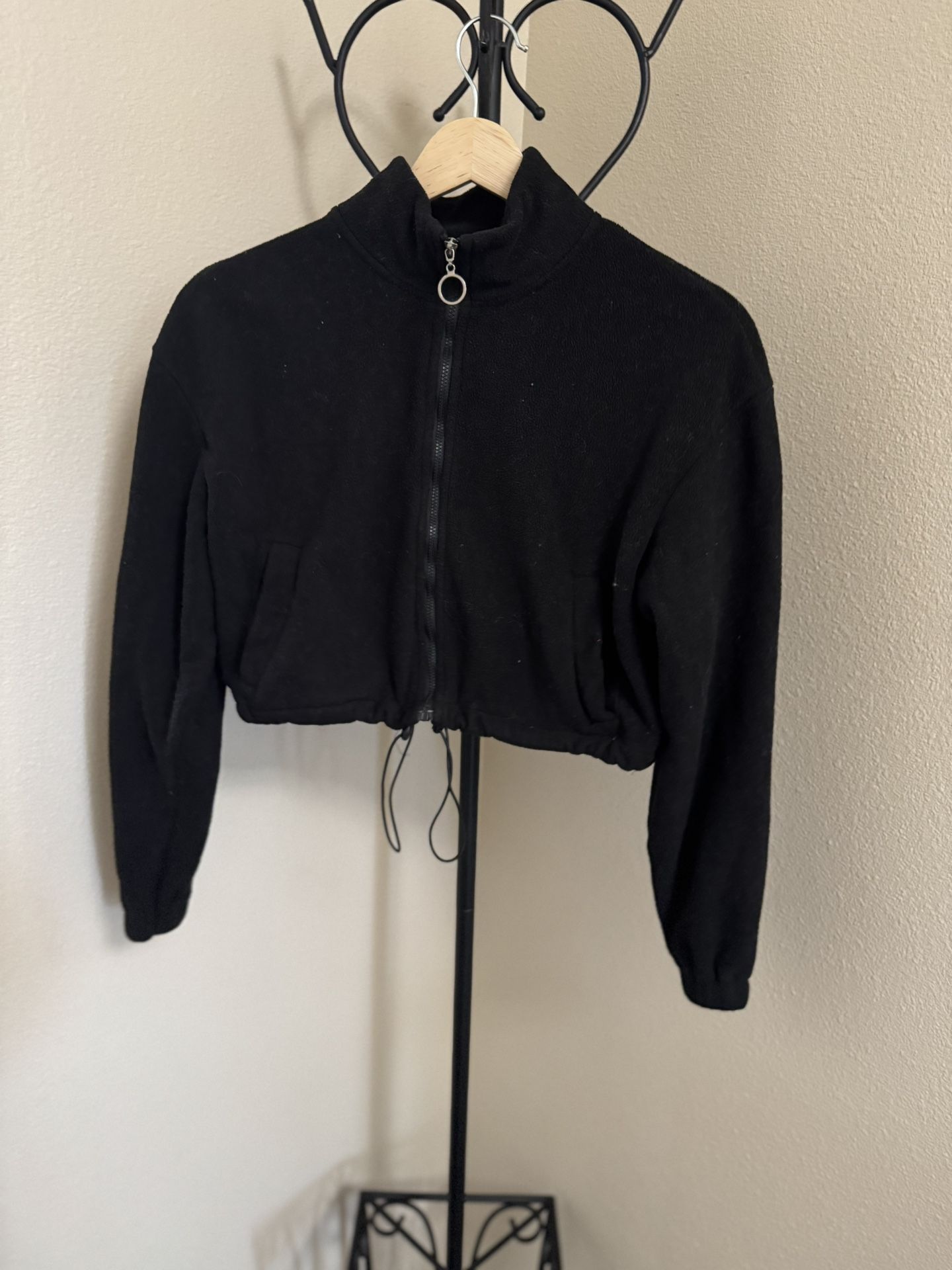 Zip up Fleece Sweatshirt Cropped