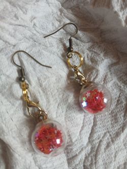 Clear ball earrings hand made. New