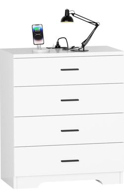 #B  4-Drawer Dresser with Power Outlets Color: White 4 Drawers • USB & Type-C Charging • Storage Organizer  Price: $70