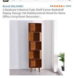 BALANBO 5-Bookcase Industrial Cube Shelf Corner -Tall  Walnut  New