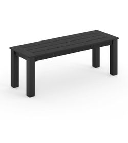 LUE BONA HDPS Outdoor Bench with Straight Legs, All-Weather 2-Person Outdoor Backless Benches, Black