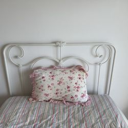 White Wrought Iron Full Size Bed Frame With Box Spring And Mattress