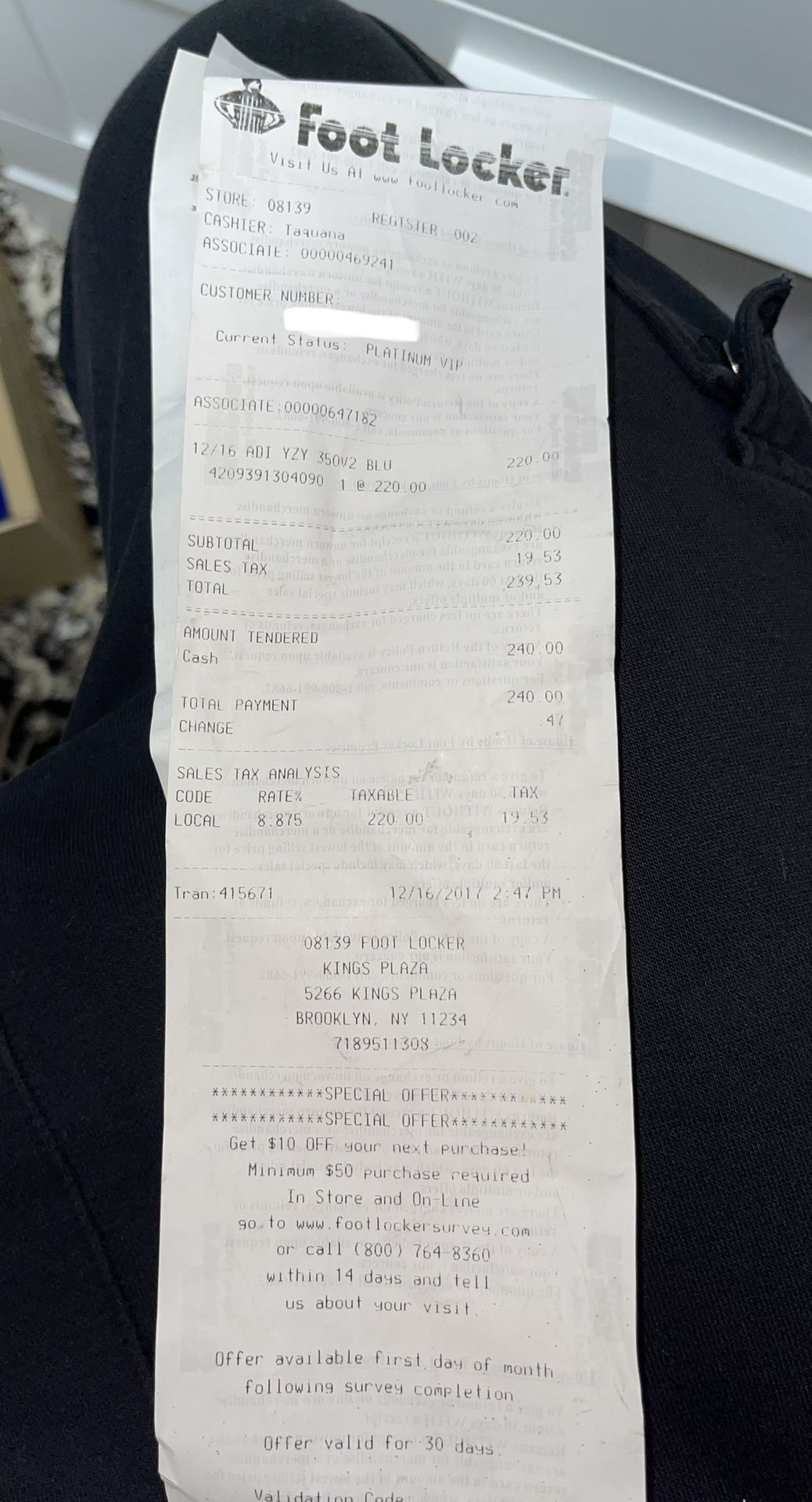 Yeezy hotsell footlocker receipt